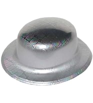 Gümüş Renk Hologramlı Plastik Yuvarlak Melon 27x24 cm