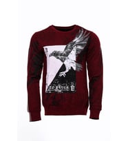 Bordo Taşlı Baskılı Sweatshirt - Wessi