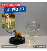 Işıklı Fanus İçinde Kişiye Özel 3D Evcil Hayvan Figür (10cm)