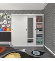Kenzlife gardırop sürgülü kapaklı kapılı 180 papatya byz aynalı gardolap dolap (Karışık)