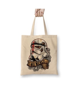 Stormtrooper Beyaz Bez Çanta Uzun Saplı Alışveriş Çantası Plaj Çantası