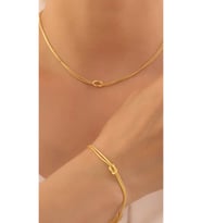 Düğüm Set Kolye Ve Bileklik 925 Ayar (Gold)