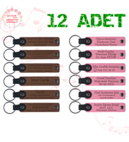 A Kahve & Pembe, Yeni Bebek Kutlamalarına Sürpriz, 12’li Set, İsim Ve Mesaj Yazılı Deri Hatıra