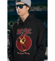 Ac Dc Back In Black Baskılı Unisex Oversize Rock Metal Hoodie
