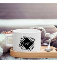 BK Gift Kişiye Özel Baş Harf İsimli Ahşap Altlıklı Seramik Fincan-7 , Meslek Hediyesi, Yeni İş Hediyesi