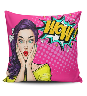 Alkanhomes Pop Art Kızı Dijital Baskılı Kırlent Kılıfı