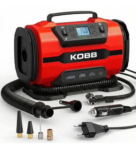 KOBB KB301 12Volt 220Volt 150 PSI Ayarlanabilir Dijital Basınç Göstergeli Lastik ve Yatak Şişirme Pompası