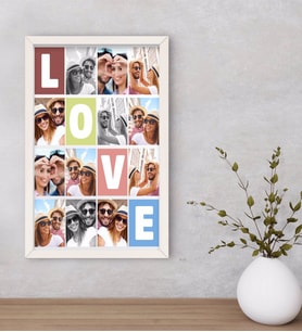 BK Gift Kişiye Özel Love Temalı Dekoratif Ahşap Beyaz Çerçeveli Tablo 40x25cm-1
