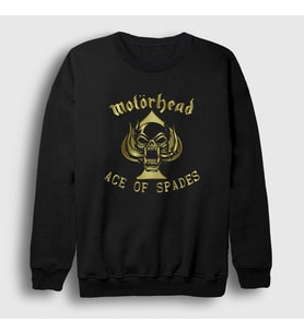Presmono Unisex Siyah Gold Ace Of Spades Motörhead Sweatshirt 68677tt