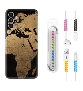 Samsung A23 A31 A32 A50 A51 A52 A53 A70 Kılıf Kablo Koruma Spiral Silikon Map Planet 1656