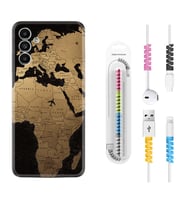 Samsung A23 A31 A32 A50 A51 A52 A53 A70 Kılıf Kablo Koruma Spiral Silikon Map Planet 1656