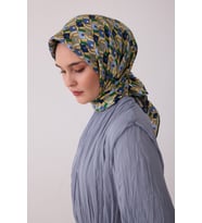 Geometrik Desen %100 Twill İpek Eşarp BE02