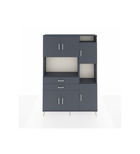 Arges Gardrop 9 Raflı 2 Çekmeceli 6 Kapaklı 132x30x195 Antrasit-Antrasit