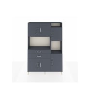 Arges Gardrop 9 Raflı 2 Çekmeceli 6 Kapaklı 132x30x195 Antrasit-Antrasit
