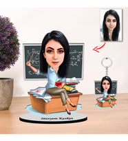 Kisiye Özel Karikatür kadın Öğretmen Biblo ve anahtarlık 1