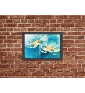 Ahşap Kendinden Çerçeveli Tablo - Unutma Beni Çiçeği Boyama Tablo, Standart - 20x28cm (Çok Renkli)