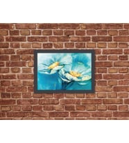 Ahşap Kendinden Çerçeveli Tablo - Unutma Beni Çiçeği Boyama Tablo, Standart - 20x28cm (Çok Renkli)