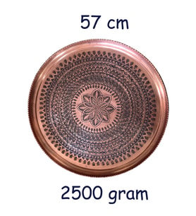 57 cm El İşlemeli Otantik Desenli Kalın Urfa Bakır Tepsi - BAKIR-TPS482