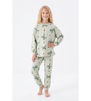Kız Çocuk %100 Pamuk ve Baskılı Pijama Takımı 3-13 Yaş 12738IS MODANINO