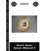 Özel Üretim Dekoratif Hasır Salon Antre Ev Aksesuarı Hasırlı Duvar Aynası 3Natural-5