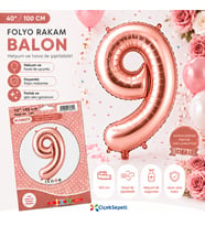 100 cm Rose Gold Rakam Folyo Balon - 9 Rakamı Büyük Boy Doğum Günü ve Parti Balonu (40 İnç)