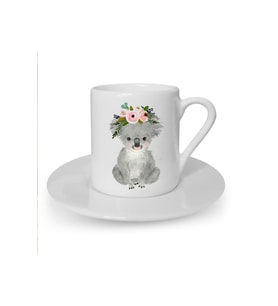 Koala Baskılı Beyaz Türk Kahvesi Fincanı