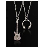 Elektro Gitar Kulaklık Model 2'li Set 925 Ayar Gümüş Kaplama Kolye