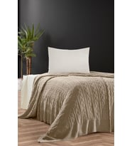 Hera  Triko Yatak Örtüsü Tek Kişilik 180 X 230 Cm (Açık Kahverengi)