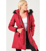 Dewberry Kadın %100 Polyester Kaban Bordo Z6762 Günlük Dış Giyim, Kazak ve Gömlek Kombini, Seyahat Gardırobu