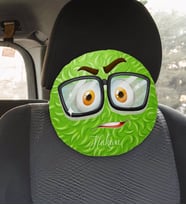 BK Gift Kişiye Özel İsimli Emoji Tasarımlı Yuvarlak Araç Koltuk Yastığı-1