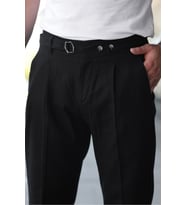 Tasarım İtalyan Model Keten Pantolon (Siyah)