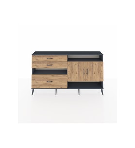Arges Konsol 4 Raflı 3 Çekmeceli 2 Kapaklı 176x30x99 Antrasit-Çam