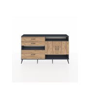 Arges Konsol 4 Raflı 3 Çekmeceli 2 Kapaklı 176x30x99 Antrasit-Çam