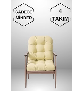 Sandalye Minderi 45x45 CM Oturma Ve Sırt 4 TAKIM BEJ RENK
