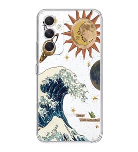 Samsung Galaxy A35 Uyumlu Güneş ve Dalga Desenli Şeffaf Telefon Kılıfı