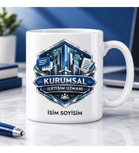Kurumsal İletişim Uzmanı Kupa Bardak Bina ve Mesaj Simgeli