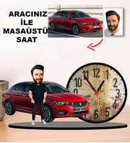 KİŞİYE ÖZEL TASARIMLI ERKEK KARİKATÜR KENDİ ARACINIZ İLE MASAÜSTÜ SAAT  M3