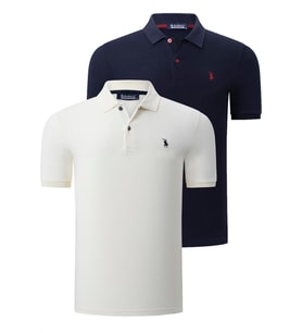 İKİLİ SET T8561 DEWBERRY ERKEK TSHIRT-LACİVERT-KEMİK (Karışık)