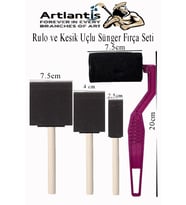 Rulo ve Kesik Uçlu 4 lü Sünger Fırça Seti 1 Paket Akrilik Boya Yağlı Boya Guaj Boya Sulu Boya Sanatsal (Siyah)