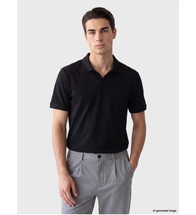 LCWAIKIKI Classic Siyah Polo Yaka Penye Erkek Tişört