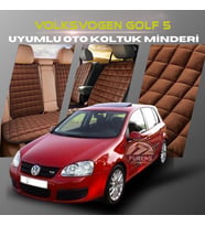 Volksvogen Golf 5 Kahverengi Renk Tay Tüyü Cepli & Terletmez Sırtlı Oto Koltuk Minder Seti - Koltuk Koruma Kılıfı (ÖN & ARKA TAM SET)