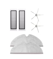 Roborock S6 / S6 Pure Uyumlu 2 Adet Hepa Filtre 2 Adet Beyaz Yan Fırça 2 Adet Mop Fiber Paspas