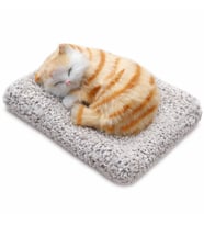 Miyavlayan Peluş Kedi 15x20 cm, Gizli Düğmeli Sesli Sevimli Dekoratif Kedi, Yumuşak Peluş Kedi Figürü, Çocuk Odası Yatak Başı Masa Üstü Dekoru, Sevgiliye Hediye