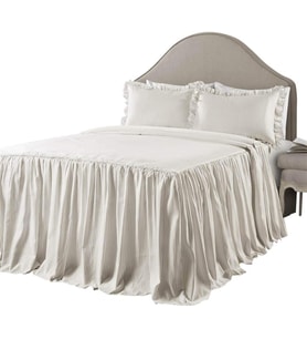 Decor Yemyeşil Dekor Tik Çizgili Yatak Örtüsü Buğday Vintage Şık Çiftlik Evi Tarzı Hafif 2 Parça Set İkiz,