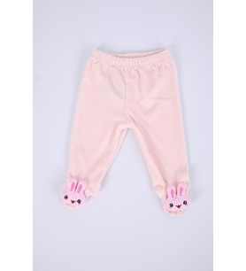Kadife Oyuncaklı Kız Erkek Bebek Çocuk Pantolon Tavşan  (Pembe)
