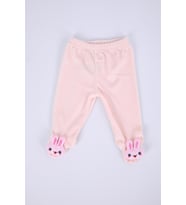 Kadife Oyuncaklı Kız Erkek Bebek Çocuk Pantolon Tavşan  (Pembe)