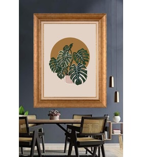 Altın Varaklı  Çerçeveli Paspartulu Tablo ndd1079 (Gold)