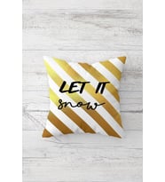 Let It Snow Çift Tarafı Baskılı Gizli Fermuarlı Yastık Kılıfı Kırlent Koltuk Yastık Kılıfı (Beyaz)