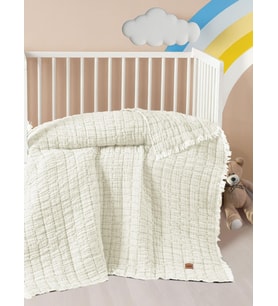 Kanz Light Dolgulu Müslin Çift Kat Bebek Yorganı 115x125 cm - Bej