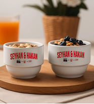 BK Gift Kişiye Özel İsimli 2'li Çerezlik Kase-3 Yeni Ev Hediyesi Önerileri, Misafir Sunum Ürünü, Çay Yanı Kase (Beyaz)